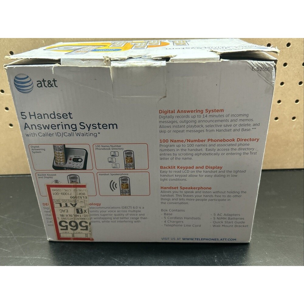 5 Cordless Handset Answering System AT&T - New Open Box- Fast Shipping - Picture 3 of 5